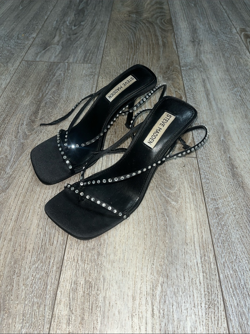 Steve Madden Black Studded Strappy Heels